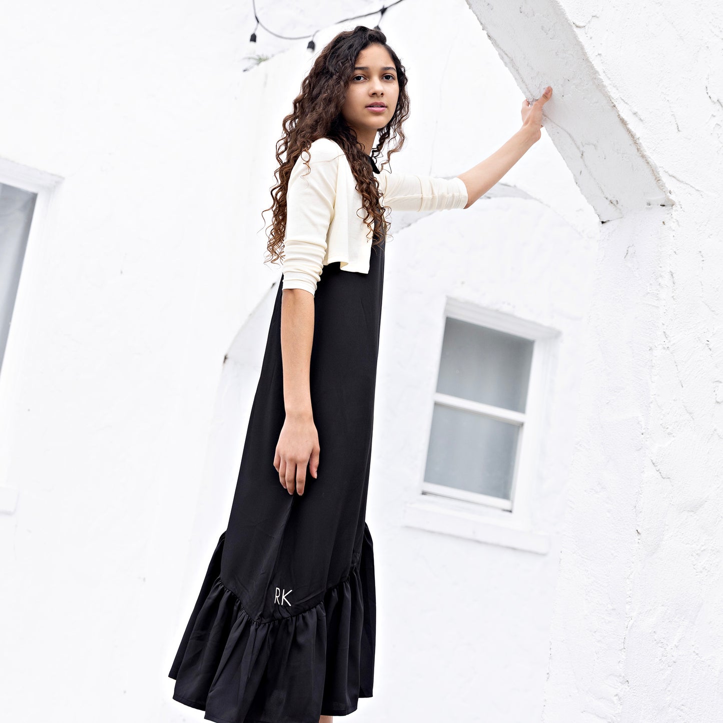 Emery Slanted Tier Collar Maxi Dress