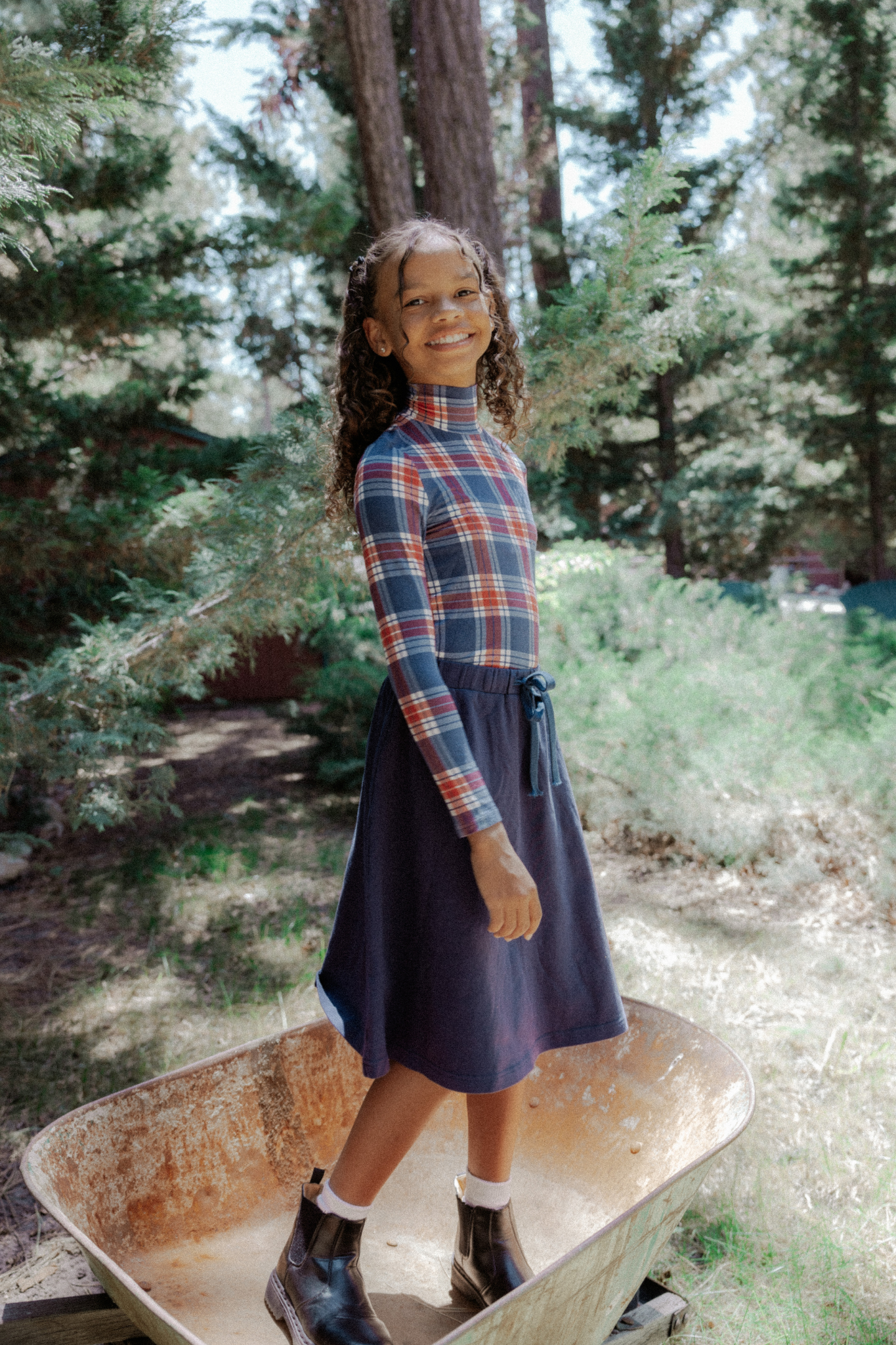 Margo Bamboo Printed Plaid Turtleneck