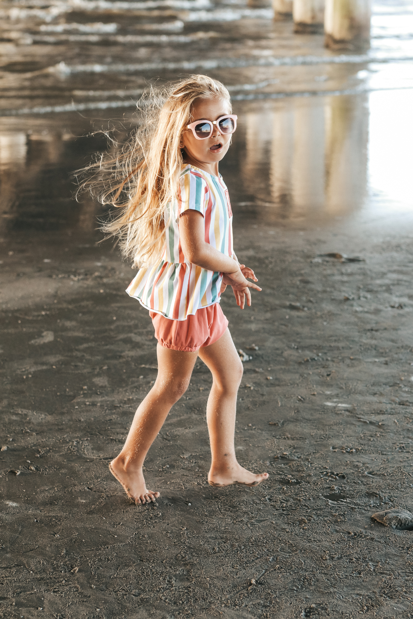 Retro Summer Stripe Baby Girl Set