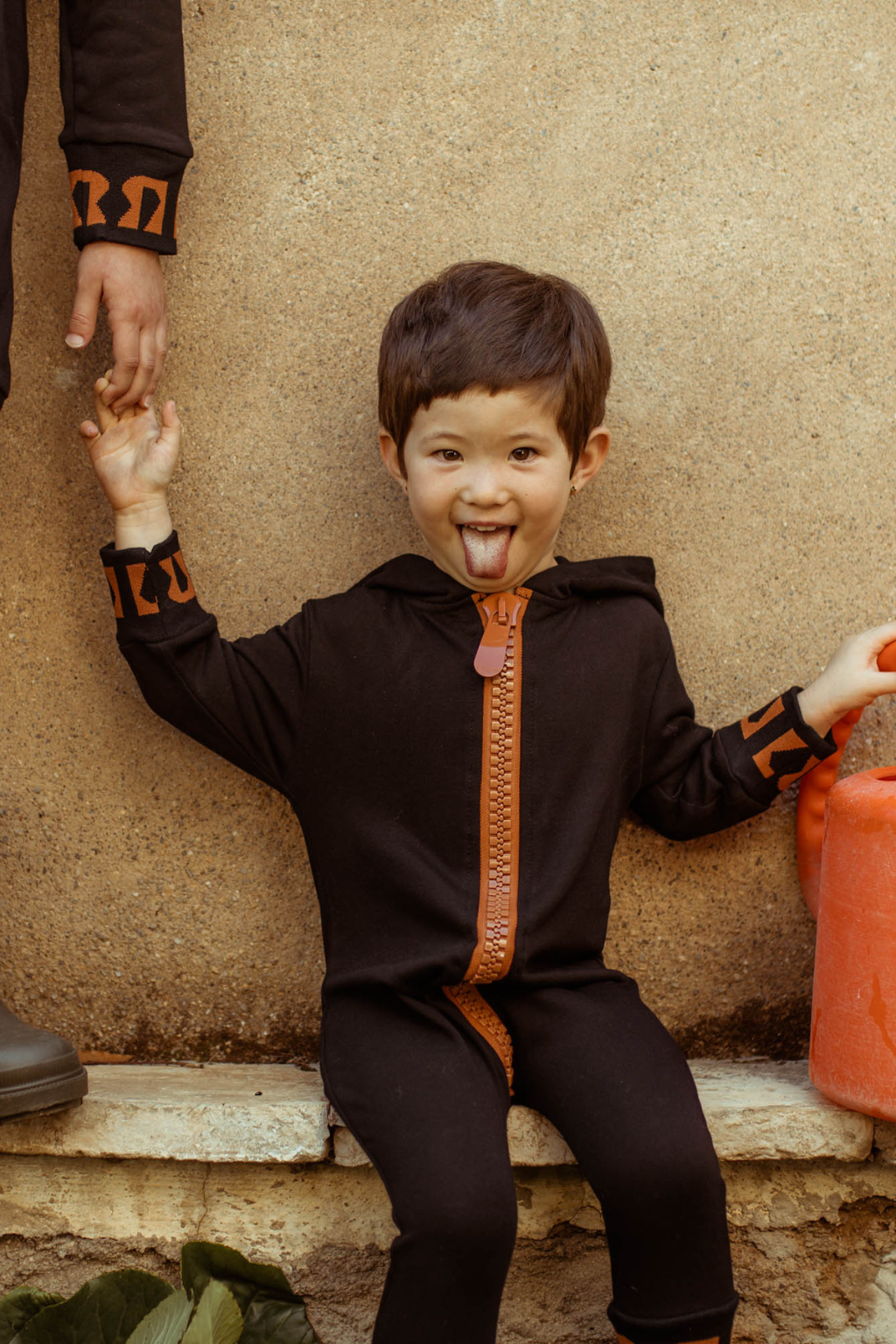 Hooded Baby Jumpsuit w/ Oversized Zipper