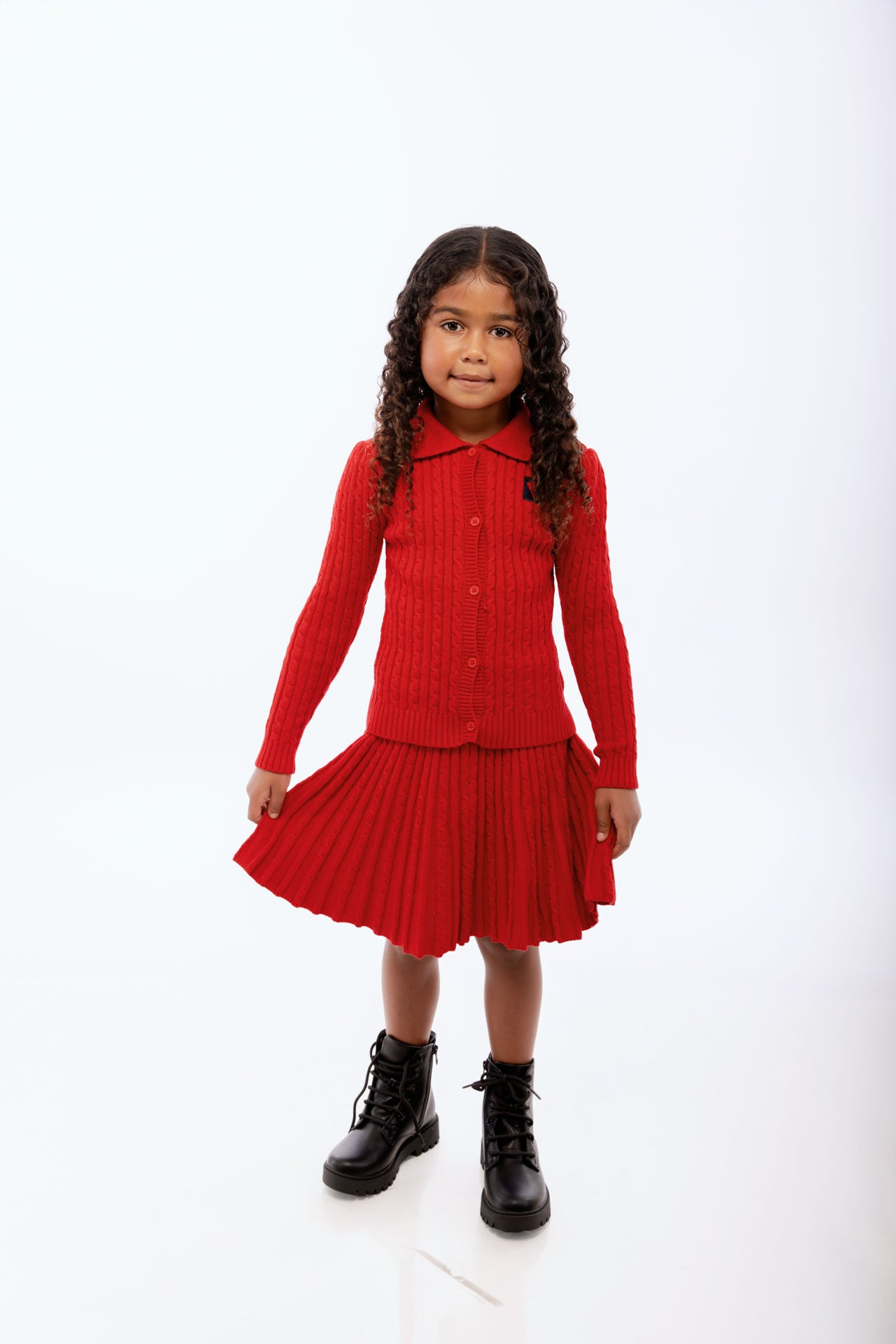 Aspen Cable Knit Collar Sweater + Skirt Set
