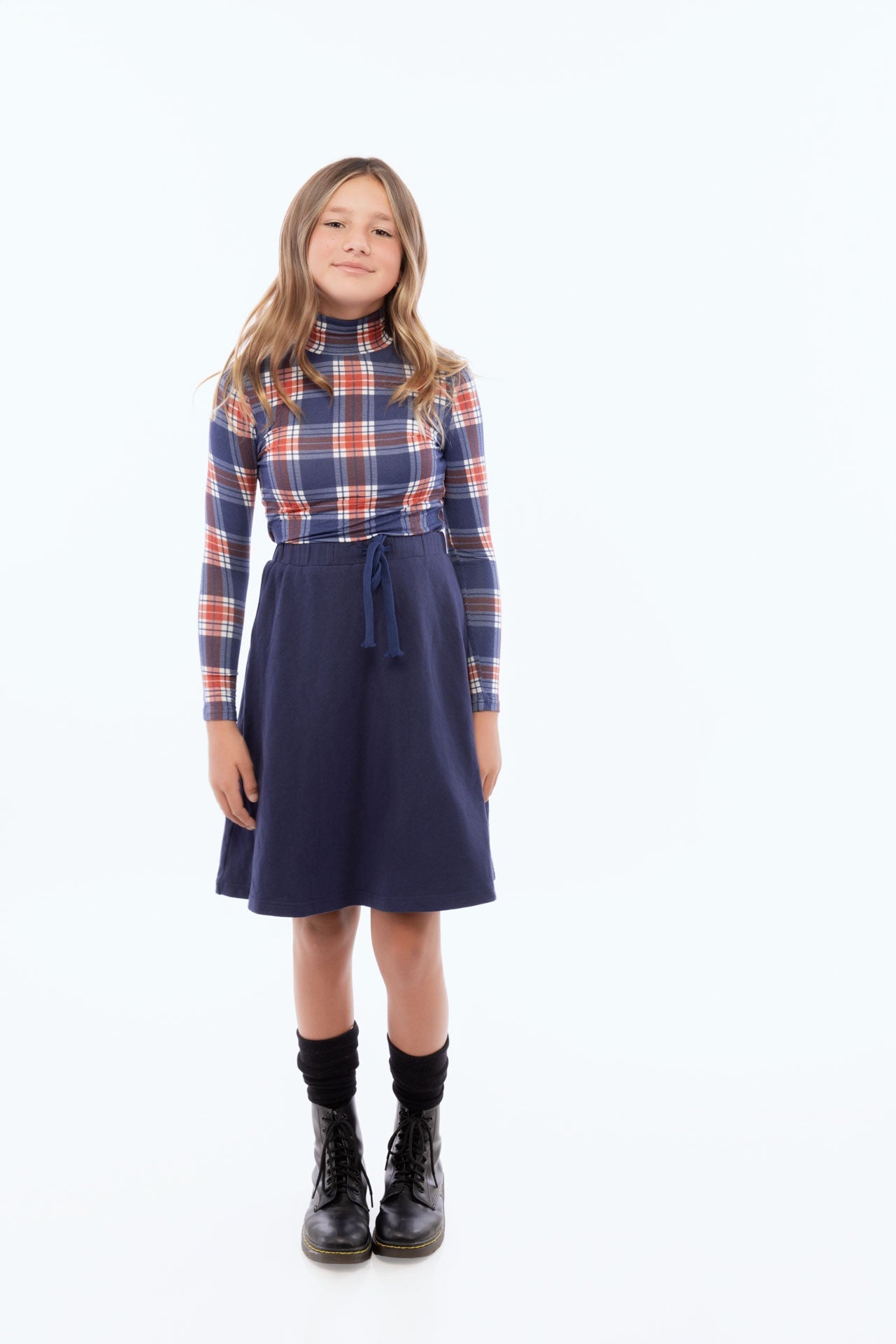 Margo Bamboo Printed Plaid Turtleneck