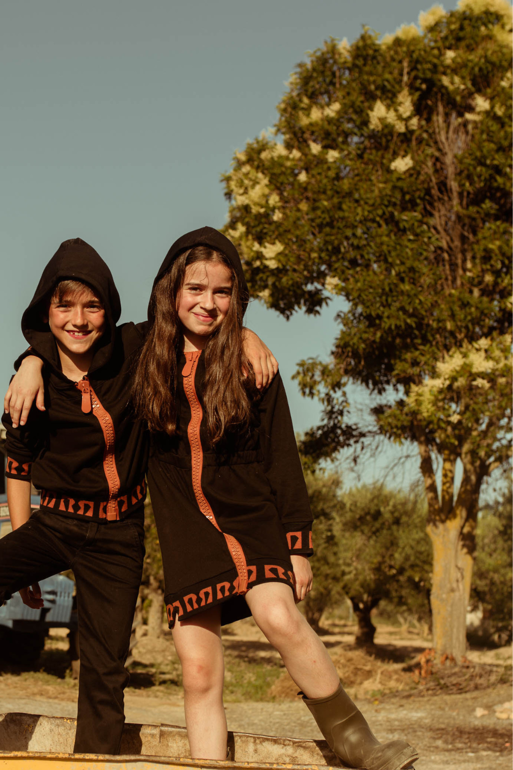 Waisted Hooded Dress w/ Oversized Zipper