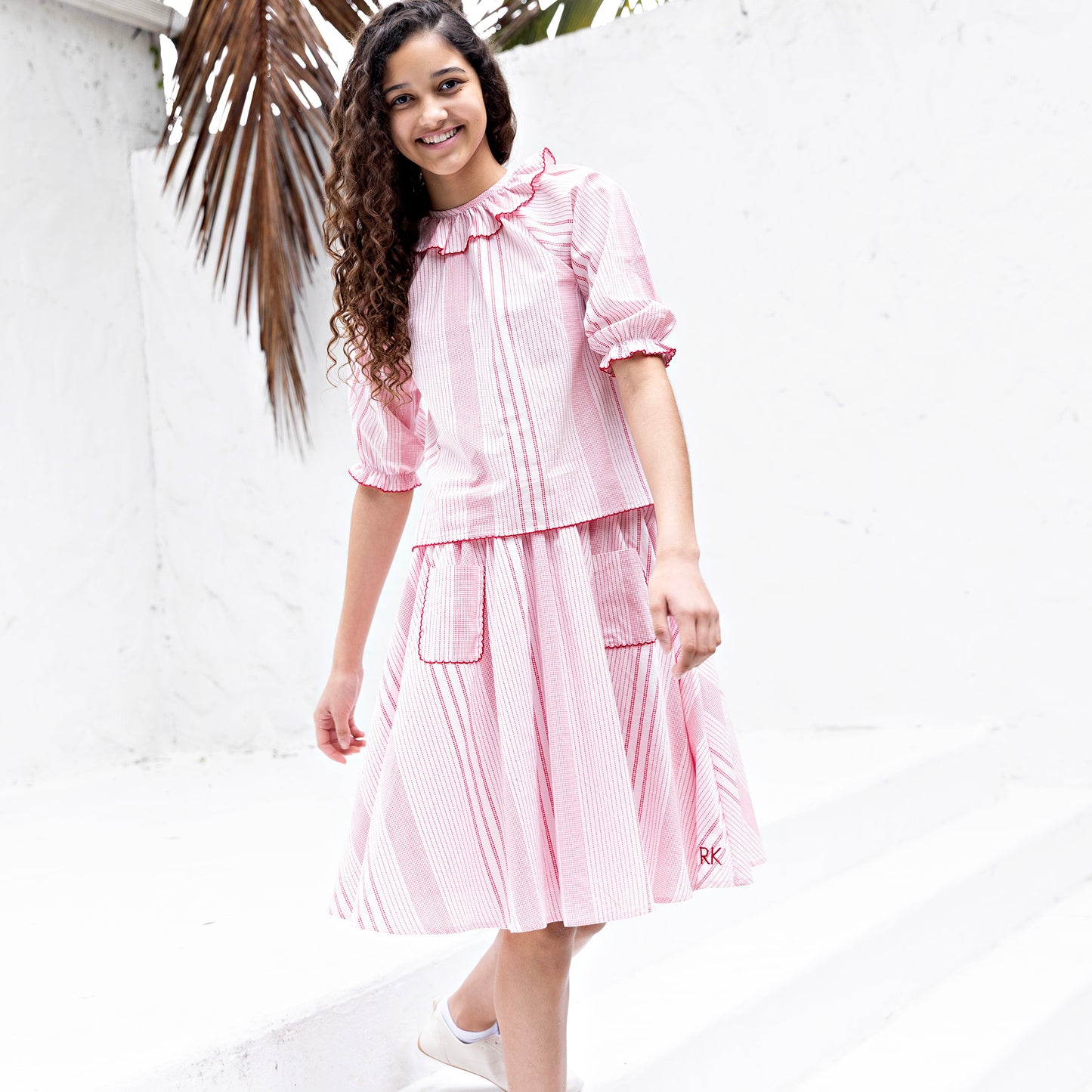 Rosie Cotton Printed Blouse + Skirt Set