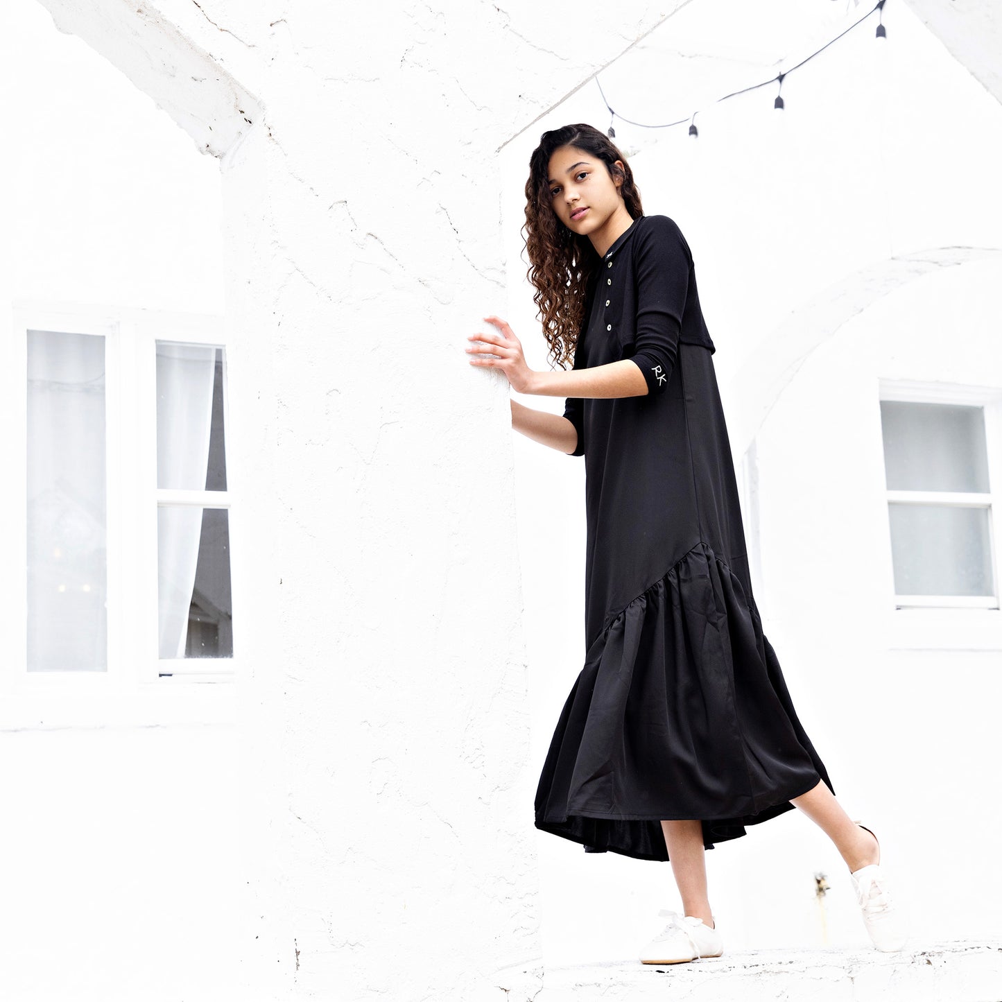Emery Slanted Tier Collar Maxi Dress