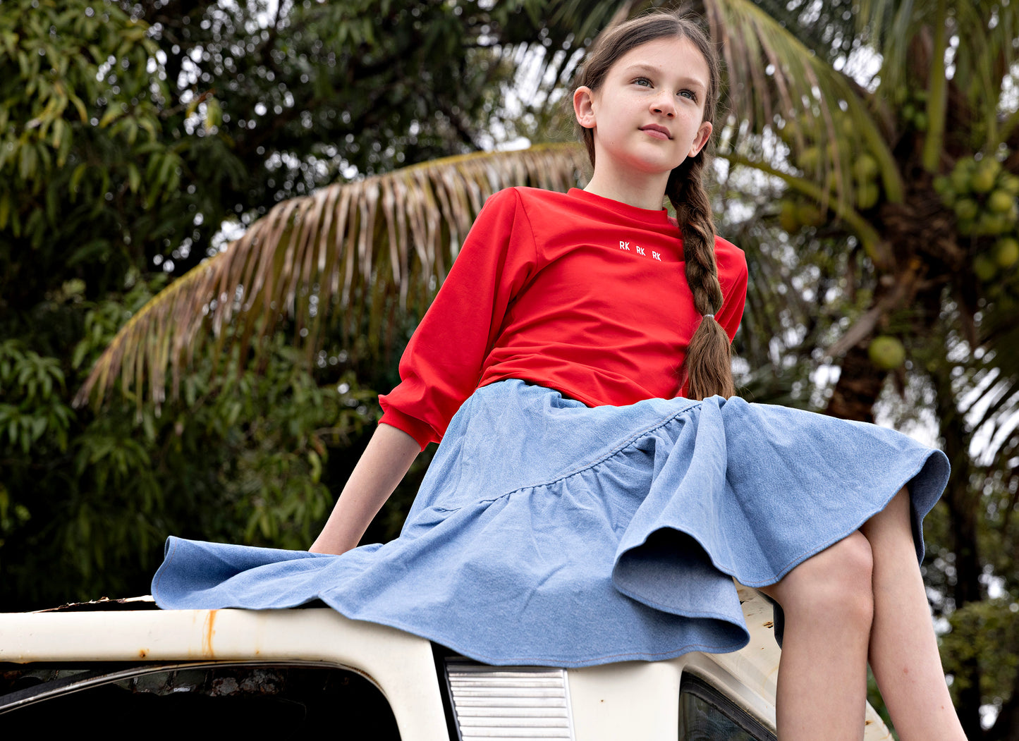 Hollis Denim Full Skirt - Short Length