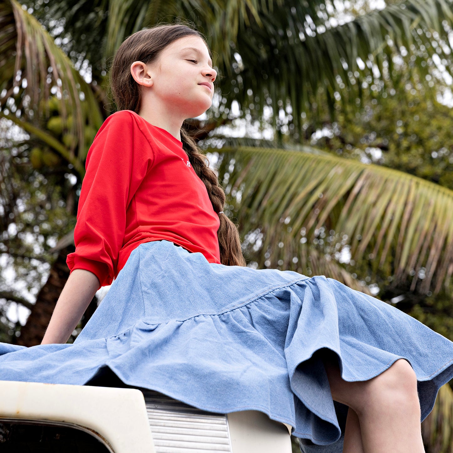 Hollis Denim Full Skirt - Short Length