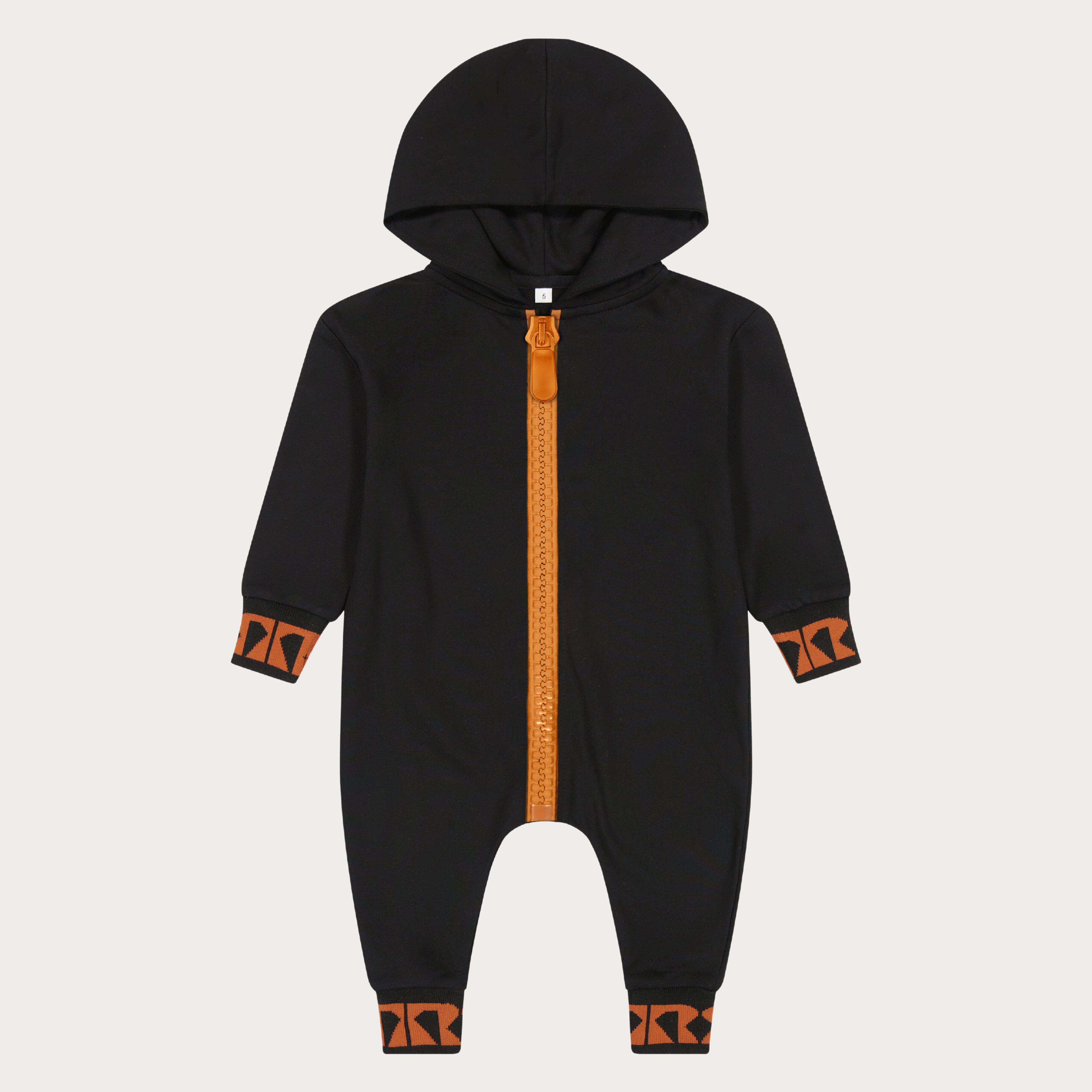 Hooded Baby Jumpsuit w/ Oversized Zipper