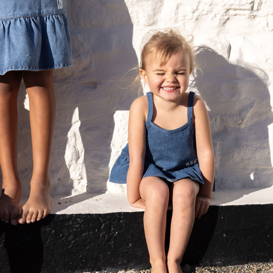 Hollis Denim Baby Girl Ruffle Tank + Bloomers Set