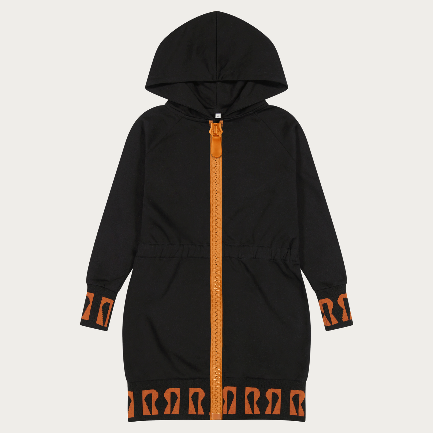 Waisted Hooded Dress w/ Oversized Zipper