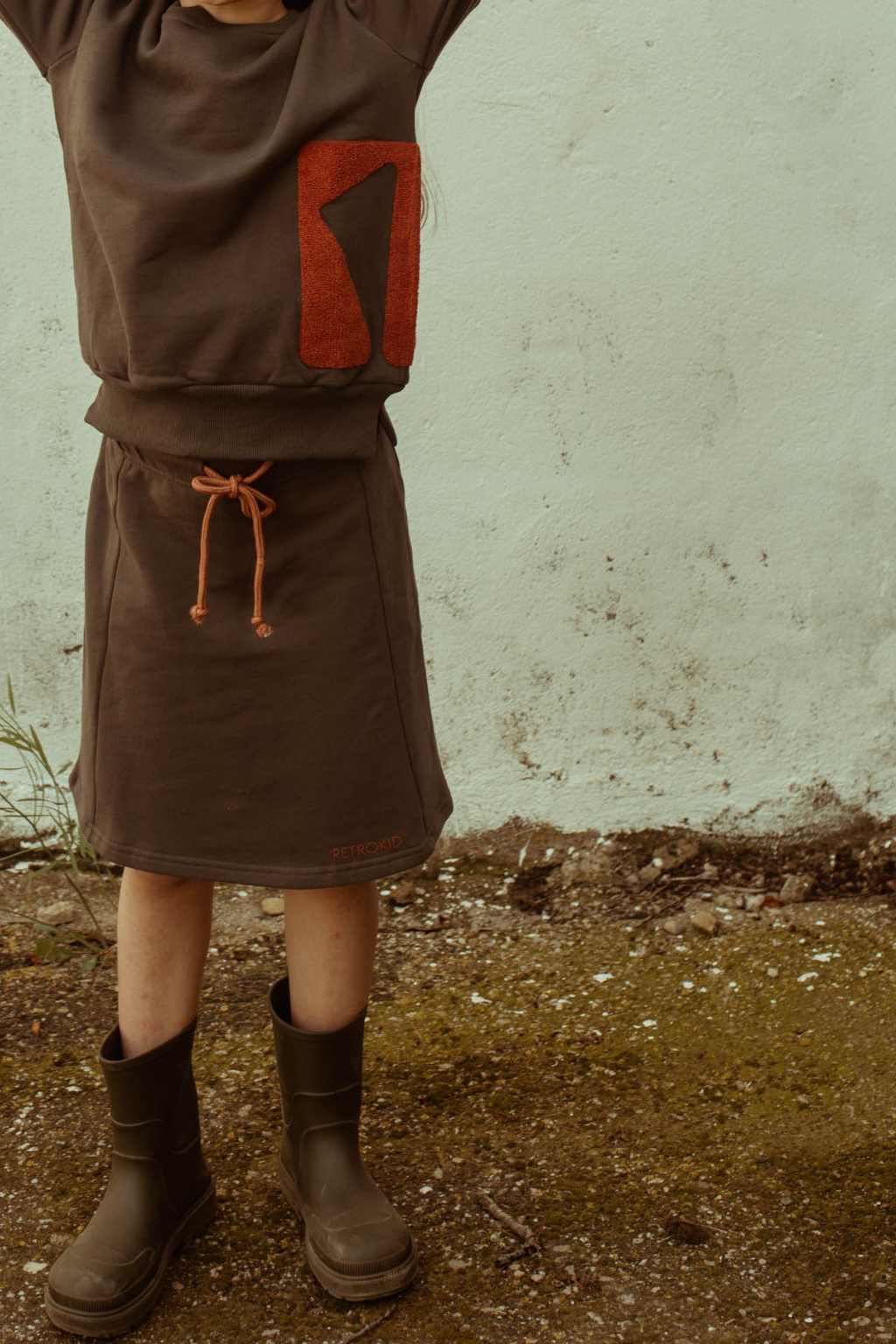 Sweat Skirt with Drawstring Tie