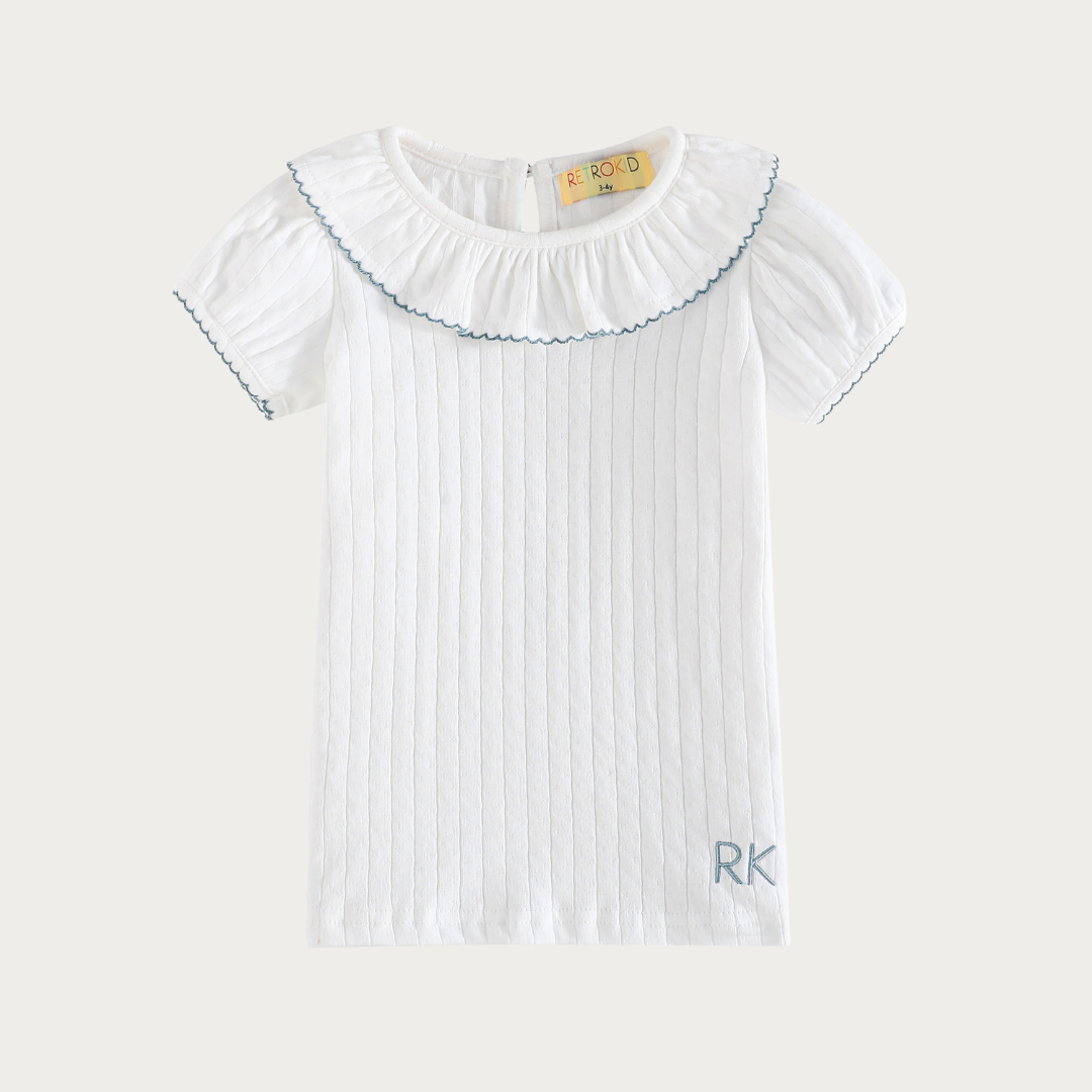 Emery Pointelle Collared Tshirt Short Sleeve