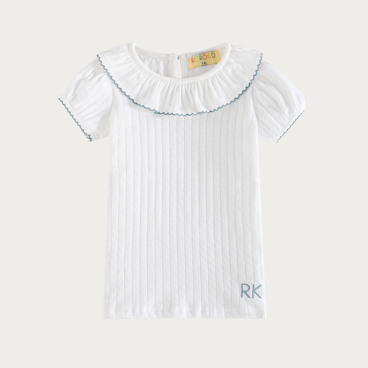 Emery Pointelle Collared Tshirt Short Sleeve