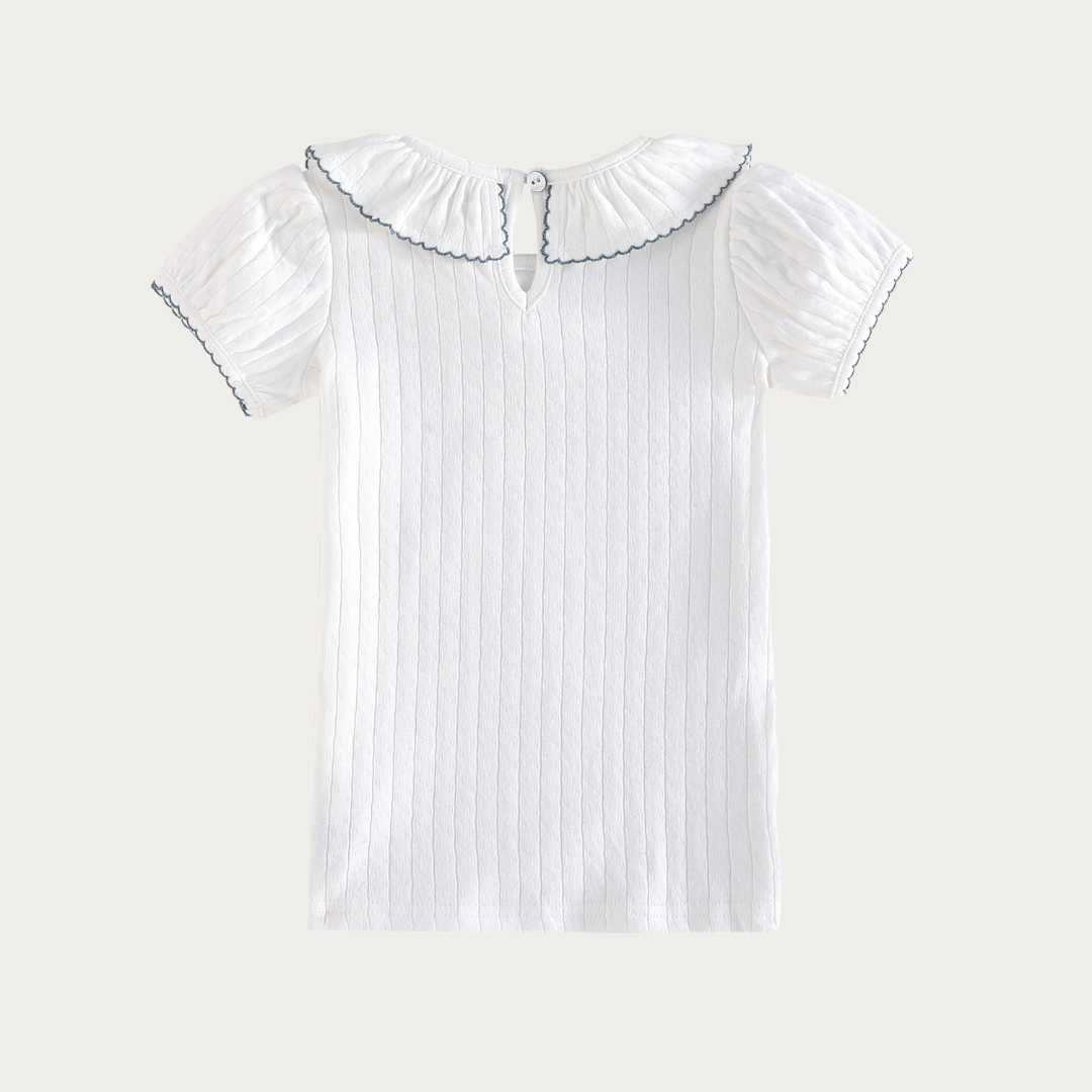 Emery Pointelle Collared Tshirt Short Sleeve