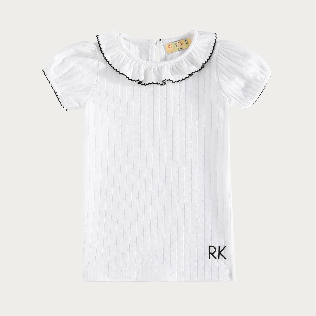 Emery Pointelle Collared Tshirt Short Sleeve