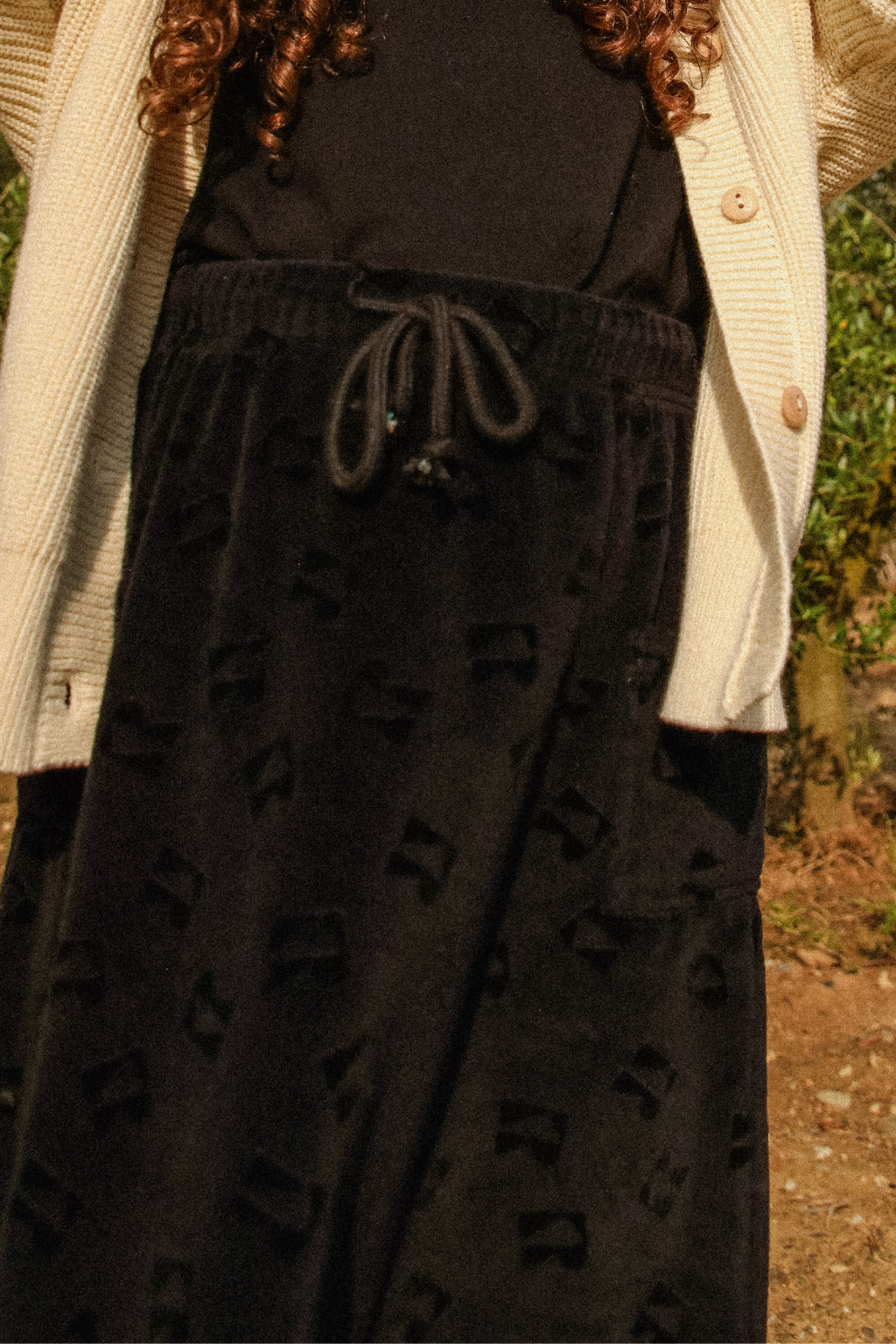 Velour All Over Print Waisted Flare Skirt