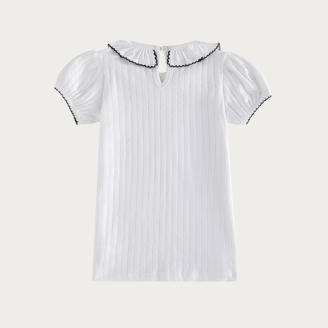Emery Pointelle Collared Tshirt Short Sleeve