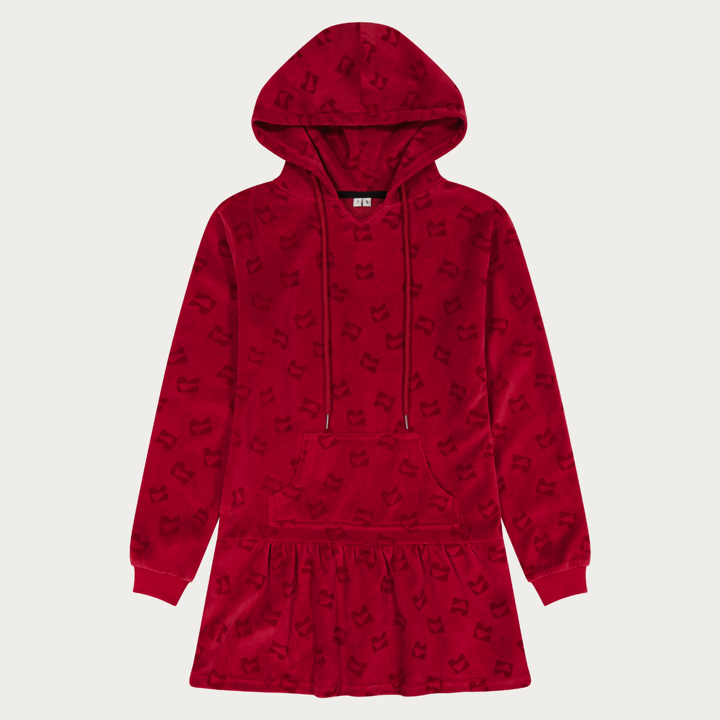 Velour All Over Print Hooded Dress