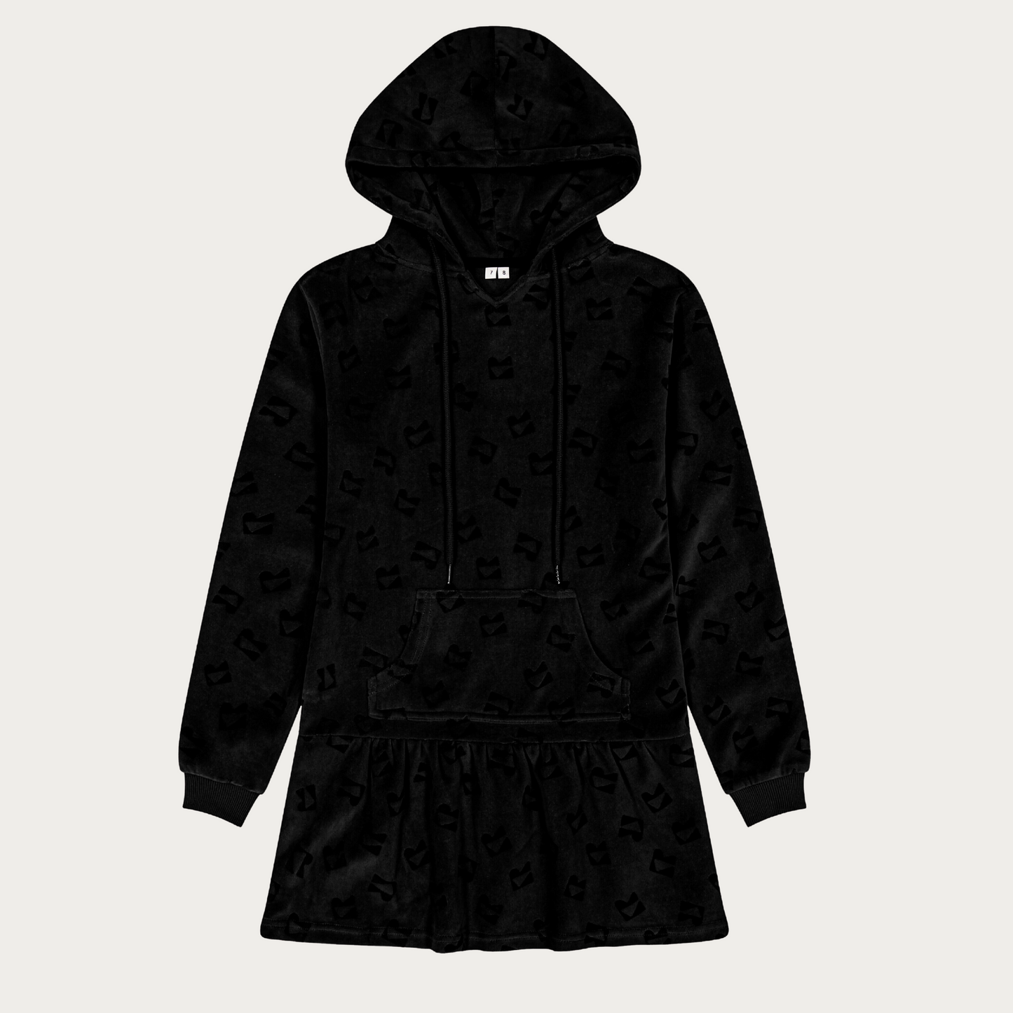 Velour All Over Print Hooded Dress