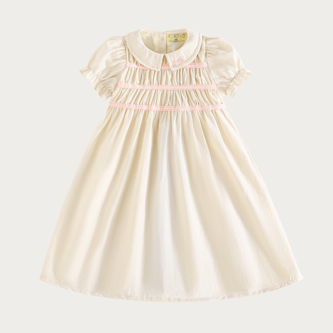 Halston Smocked Dress Short Sleeve