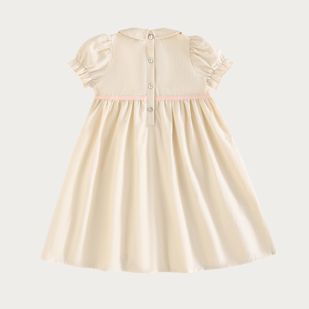 Halston Smocked Dress Short Sleeve
