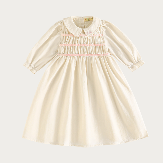 Halston Smocked Dress Longer Sleeve