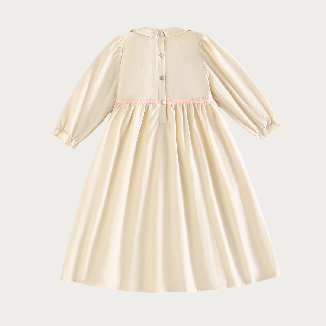 Halston Smocked Dress Longer Sleeve