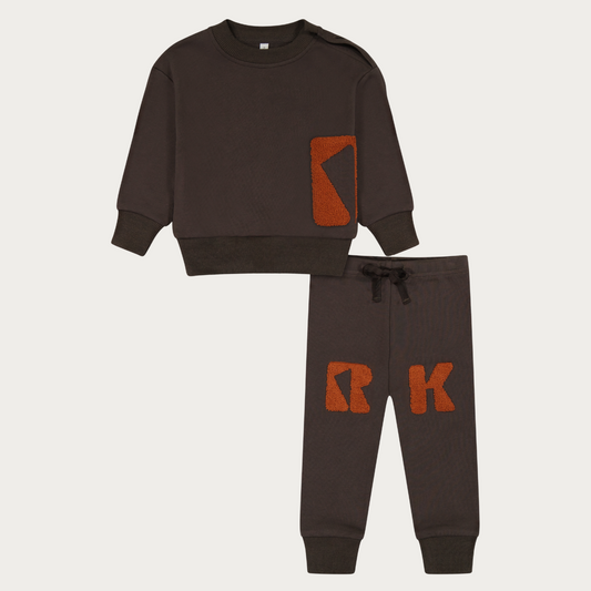 Fuzz Logo Baby Sweatshirt + Jogger Pants