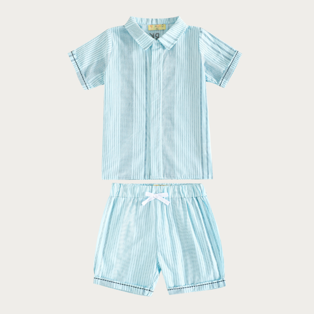 Alfie Cotton Printed Boys Shirt + Short Pants Set