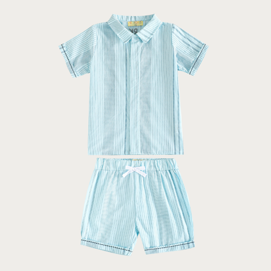 Alfie Cotton Printed Boys Shirt + Short Pants Set