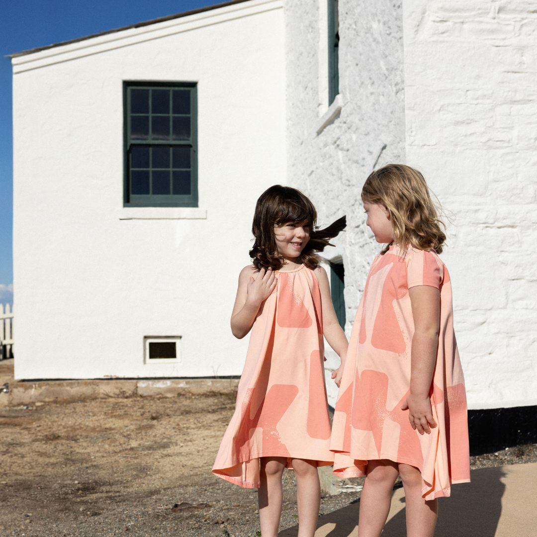 Tess Logo All Over Full Hi Low Dress (Short Sleeve)