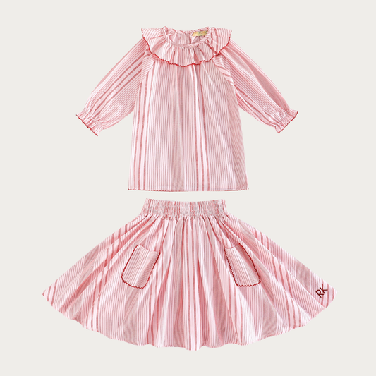 Rosie Cotton Printed Blouse + Skirt Set