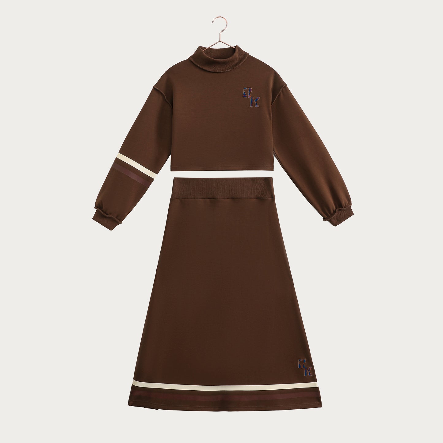 Arden Scuba Crop Top & Skirt Teen Set - Chestnut