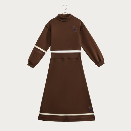 Arden Scuba Crop Top & Skirt Teen Set - Chestnut