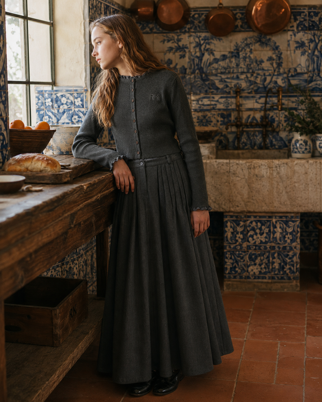 Emerson Gathered Pleats Maxi Skirt