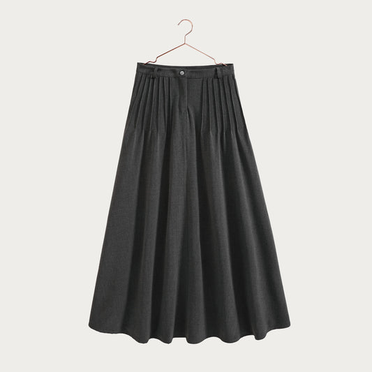 Emerson Gathered Pleats Maxi Skirt - Gray