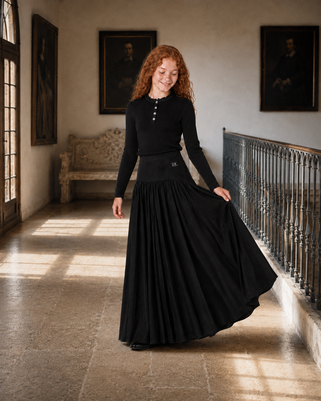 Isla Velvet Ribbed Maxi Skirt