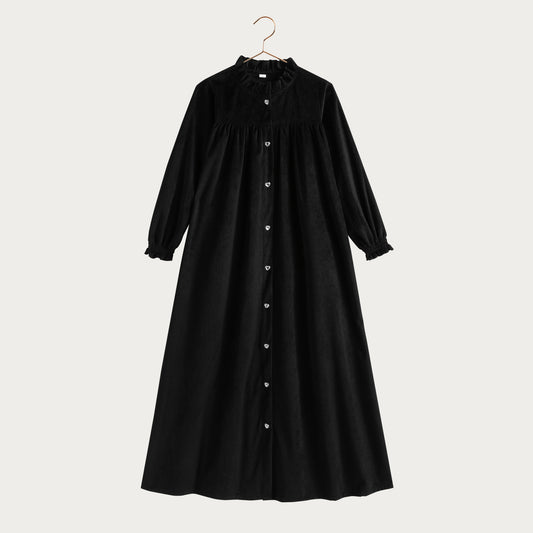 Isla Maxi Velvet Ribbed Dress - Black