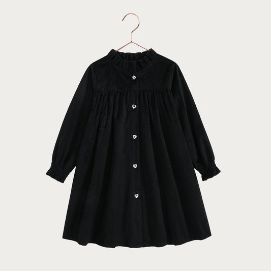 Isla Short Velvet Ribbed Dress - Black