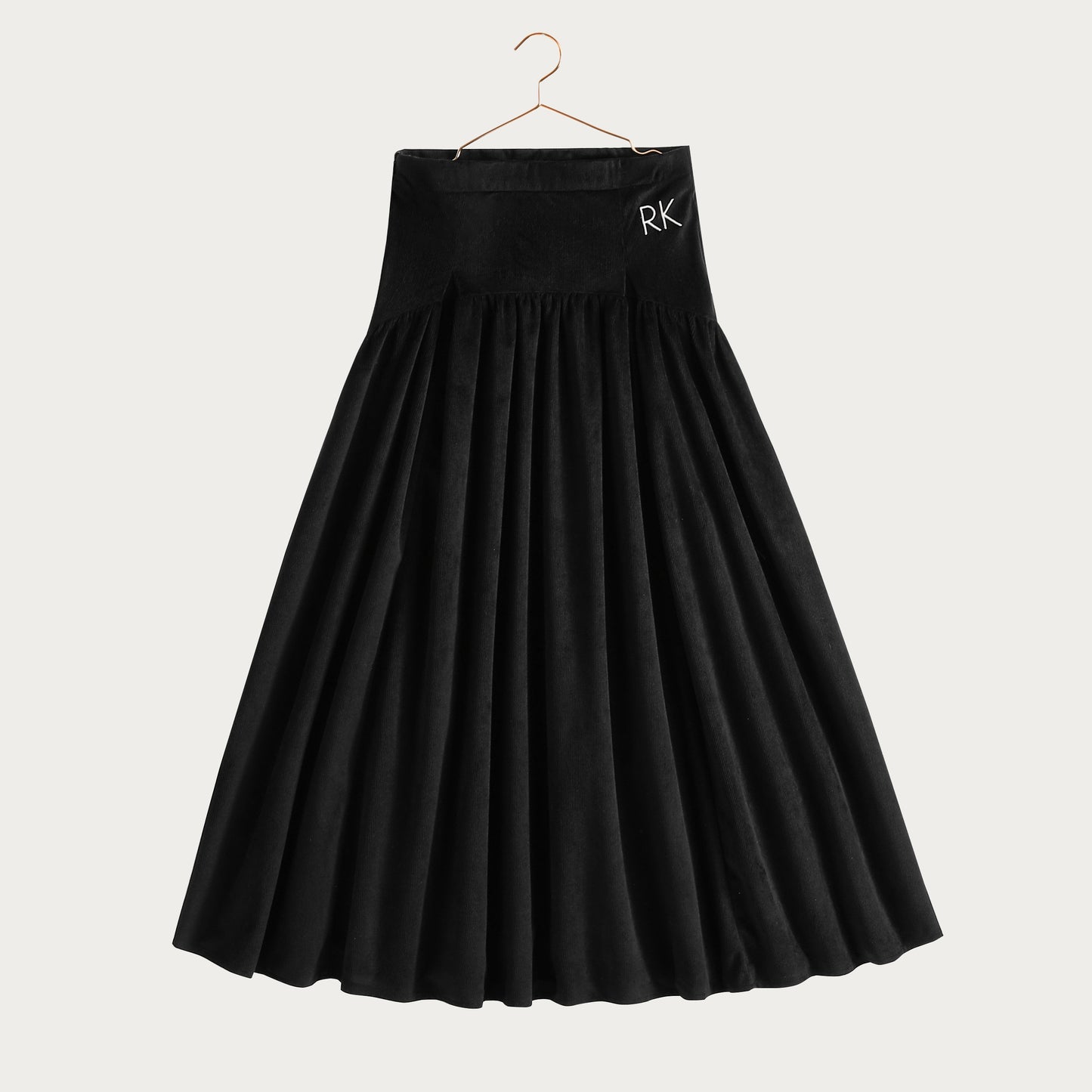 Isla Velvet Ribbed Maxi Skirt - Black