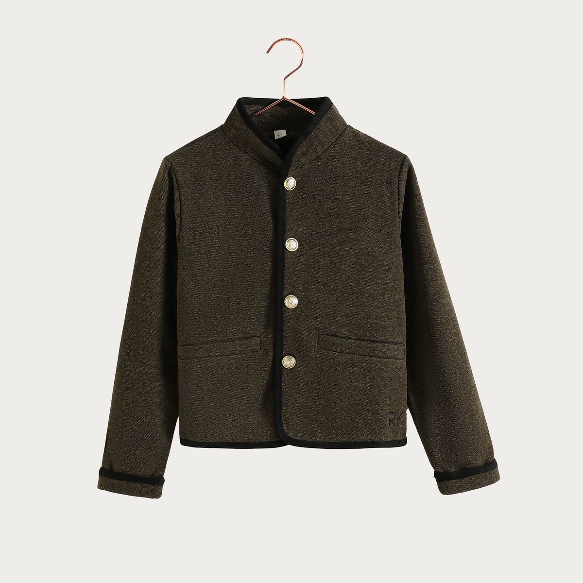 Lucas Gold Button Jacket - Brown/ Black