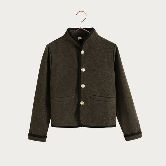 Lucas Gold Button Jacket - Brown/ Black