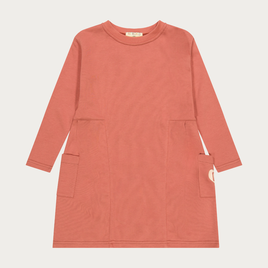 Retro Kid Scuba Knit Twirl Dress - Raspberry/Cream