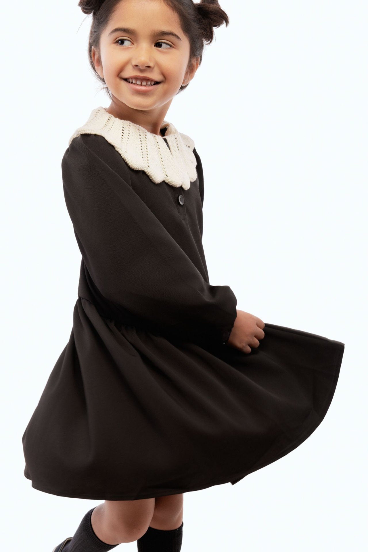 Mae Short Dress with Removable Knit Collar