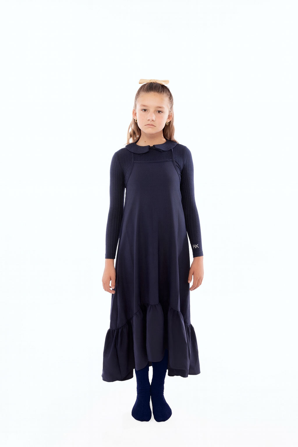 Mae Ribbed Collar Tshirt with Bow