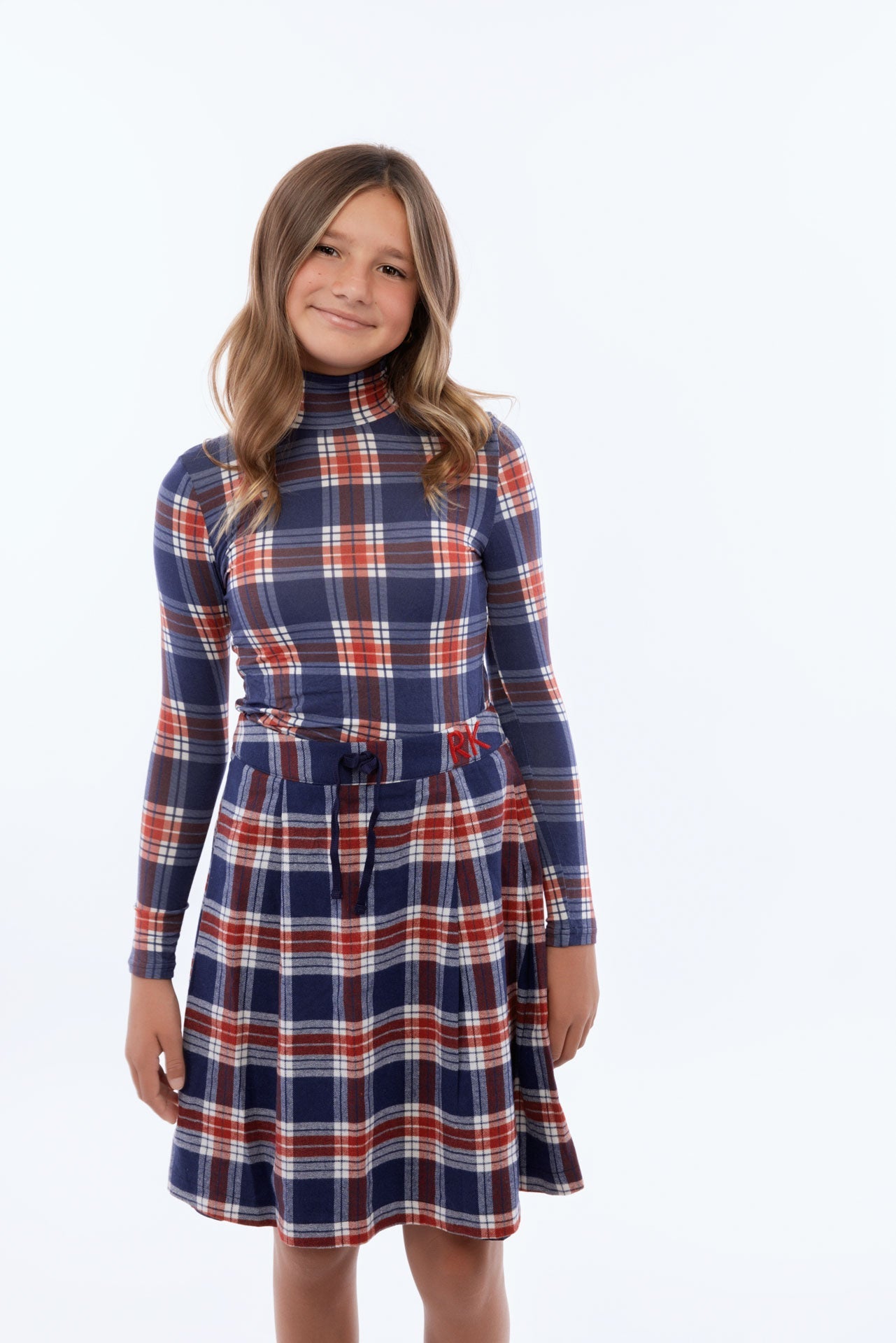 Margo Bamboo Printed Plaid Turtleneck