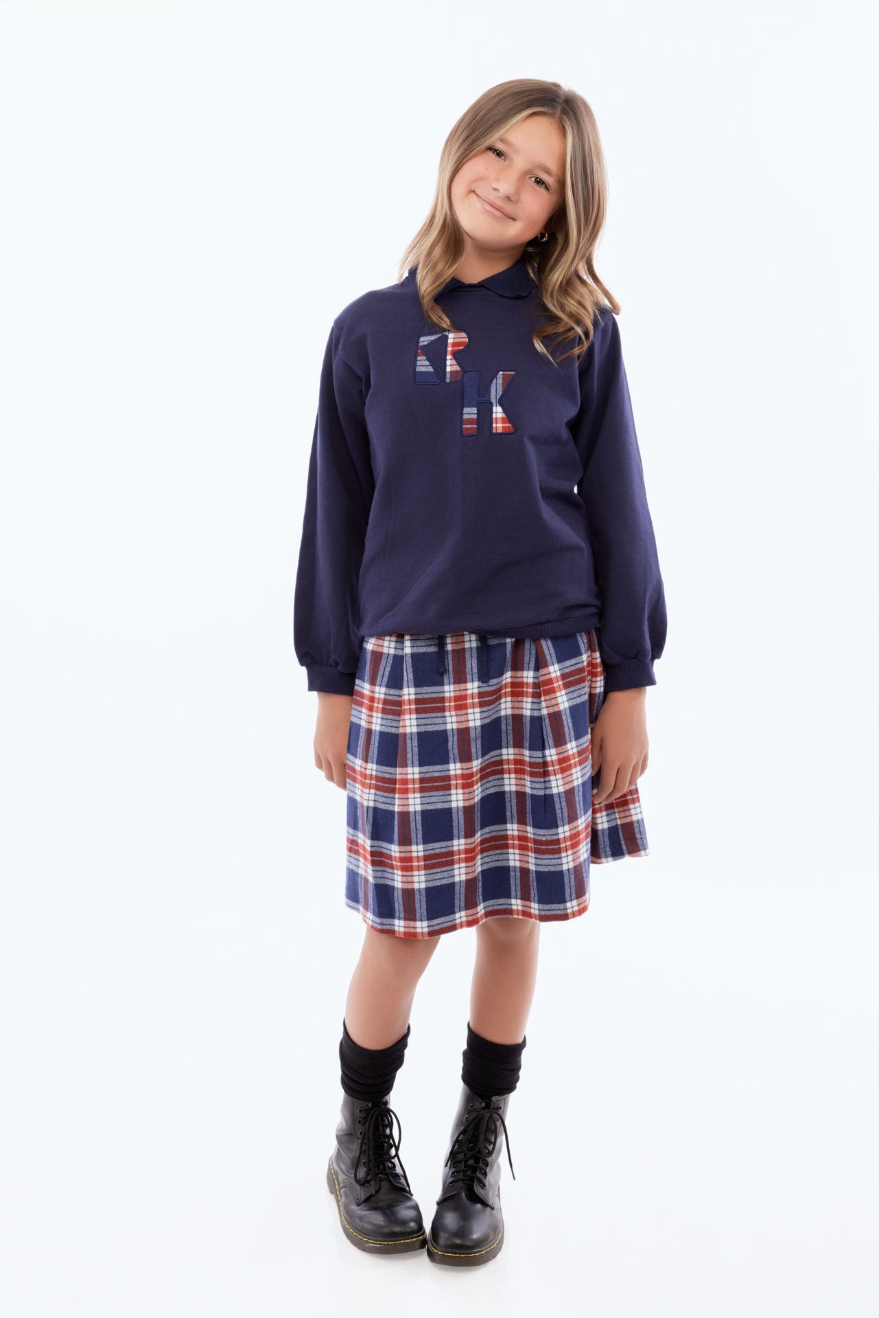 Miles Collar Sweatshirt with Plaid Logo