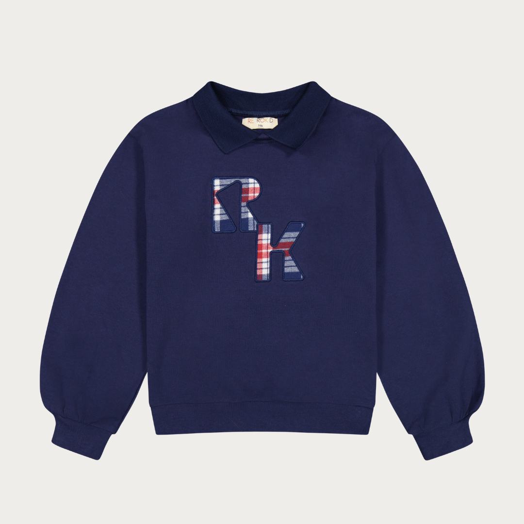 Miles Collar Sweatshirt with Plaid Logo