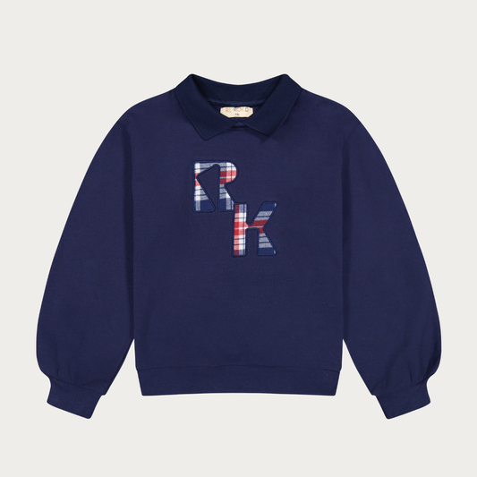 Miles Collar Sweatshirt with Plaid Logo
