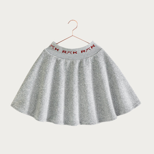 Reese Scuba Velour Full Skirt - Gray/ Red